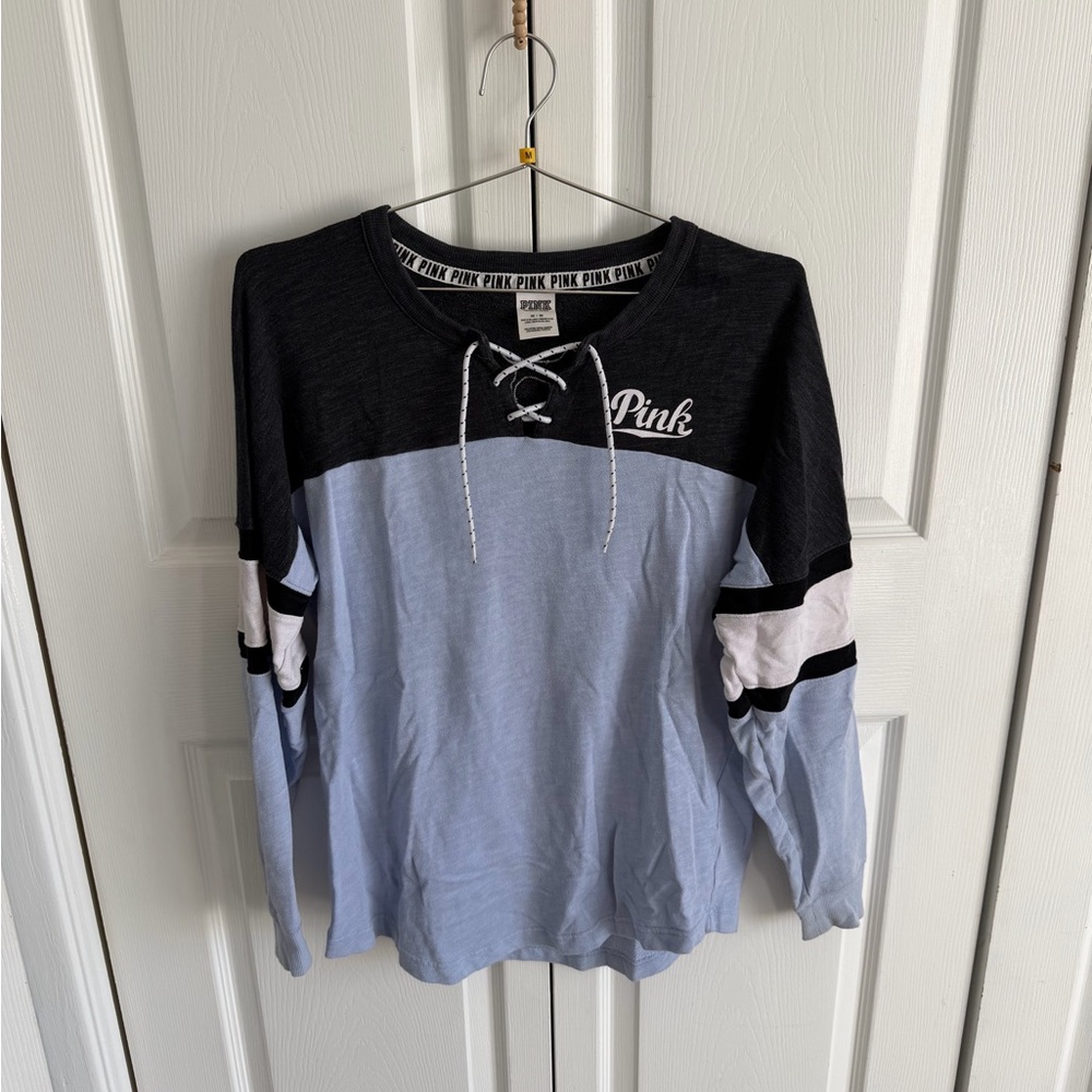 Victoria’s Secret PINK Varsity Lace-Up Long Sleeve Crew